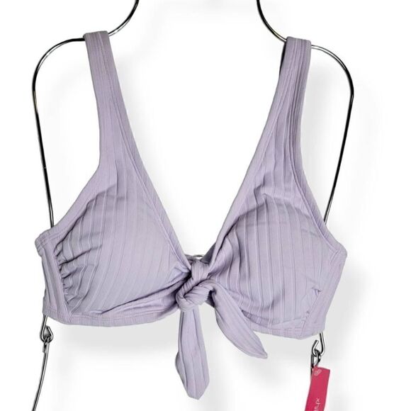 Xhilaration  Lavender ribknit bow tie Bikini Top D/DD - Picture 1 of 2